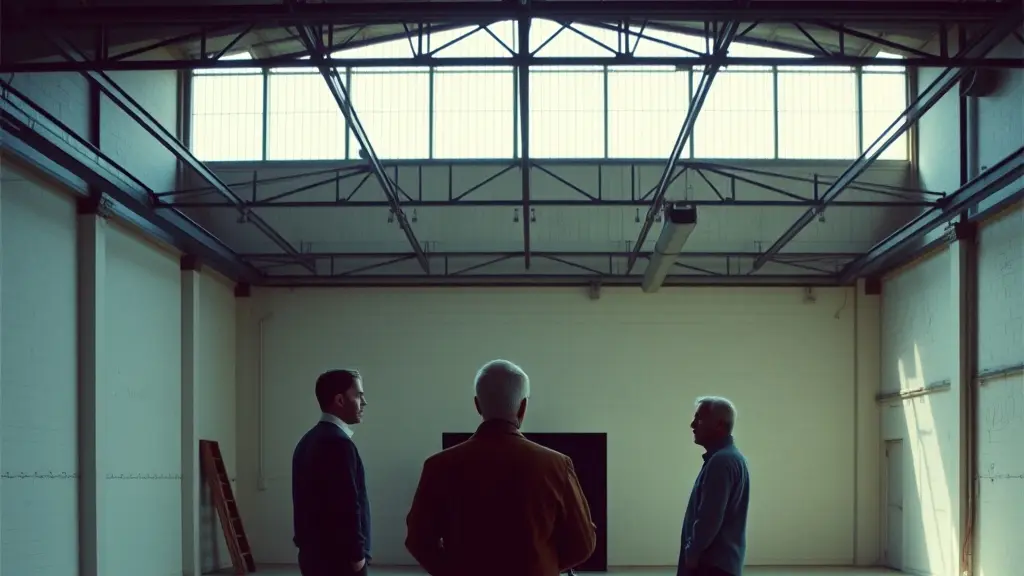 two actors rehearsing in an empty room