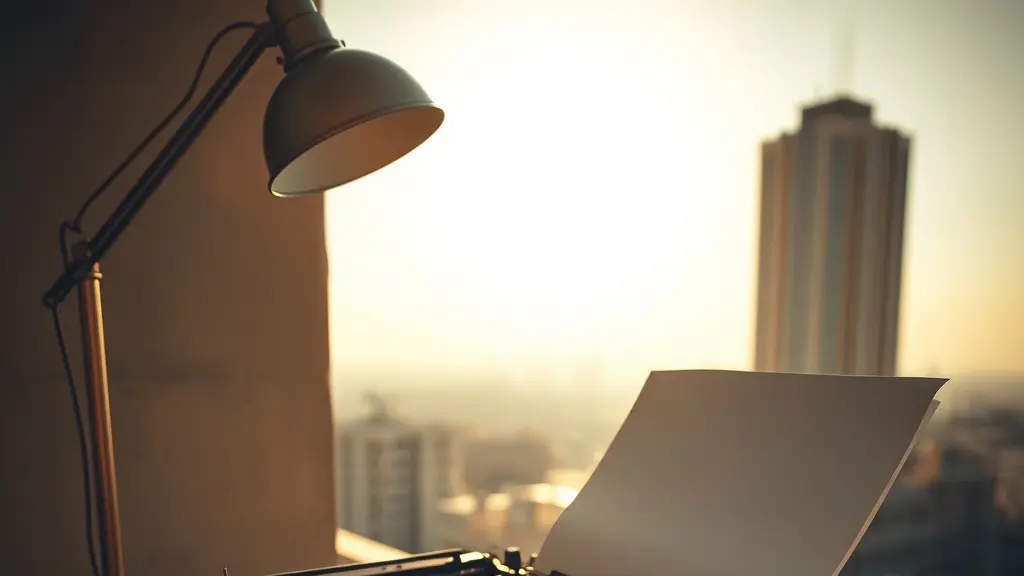 a vintage typewriter on a writer's desk under a lamp